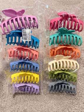 JP Crystal Collection 12-Piece Large Matte Butterfly Hair Claw Clips Set